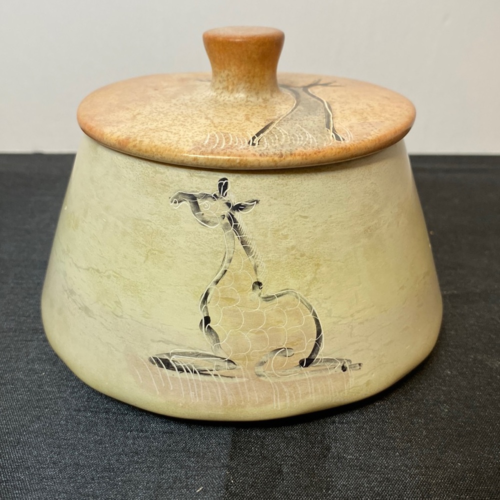 Carved Stone Lidded Bowl